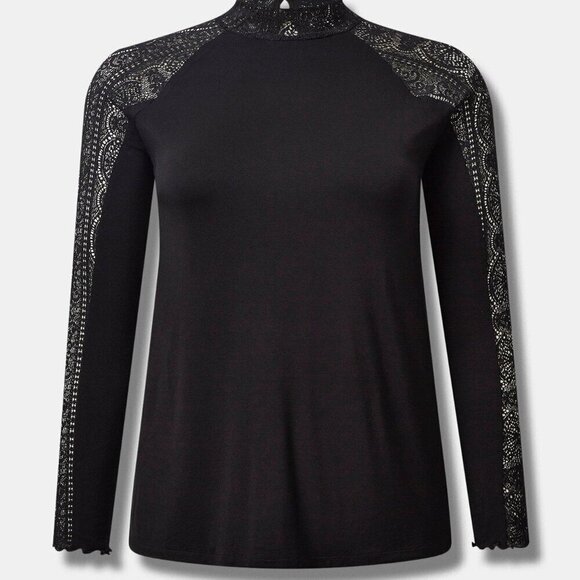 Torrid Super Soft Lace Mock Neck Long Sleeve Top 2X NWT NEW - Picture 4 of 11